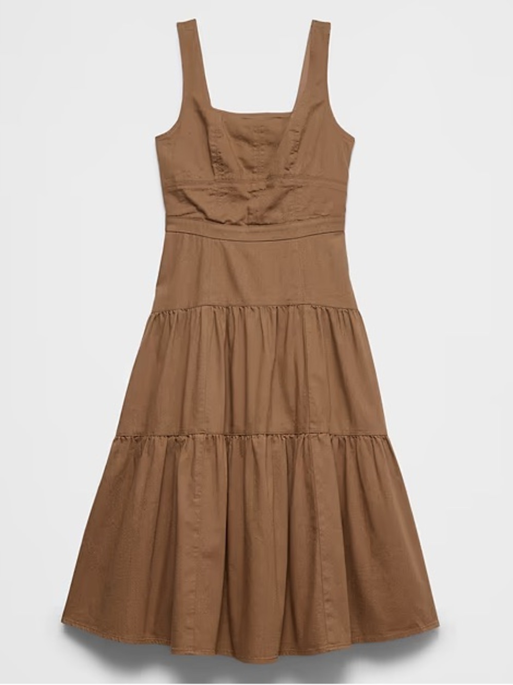 NWT! Square-Neck Tiered Denim Midi Dress